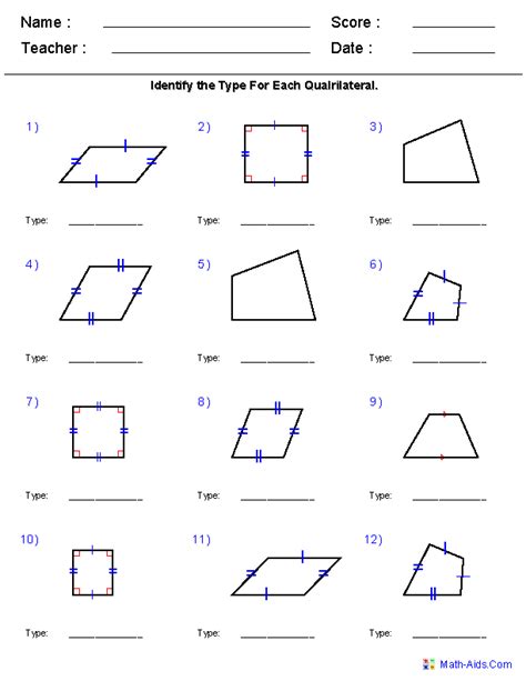 Geometry Worksheets | Polygons Worksheets