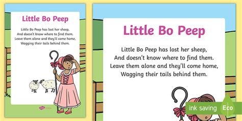 Little Bo Peep Nursery Song Poster (teacher made)