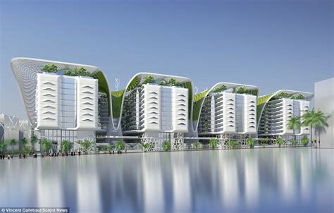 The 'ultimate eco-building': Architect designs futuristic billion-pound complex fitted with wind ...