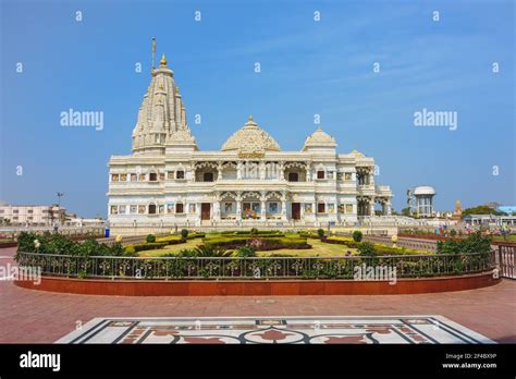 Prem Mandir, The Temple Of Divine Love, at mathura, india. Translation: Prem Mandir Stock Photo ...