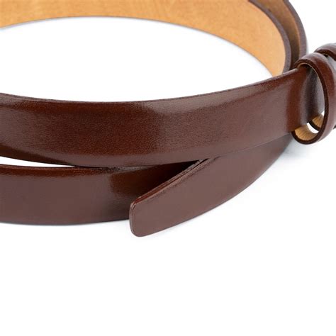 Brown Leather Belt With No Buckle 1 Inch Mens Belts for | Etsy