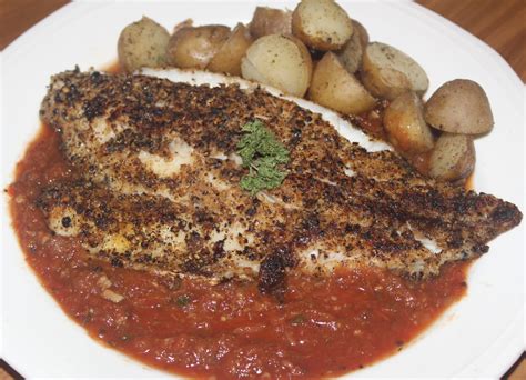 HERB CRUSTED SEA BASS IN A TOMATO-CUMIN SAUCE - The Blurry Lime