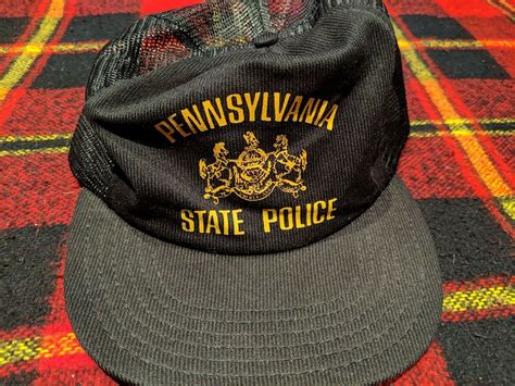 VINTAGE Pennsylvania State Police Hat Black Adjustabl… - Gem