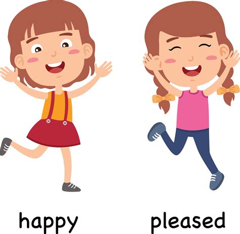 synonyms adjectives happy and pleased vector illustration 3276054 Vector Art at Vecteezy