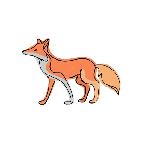 Premium Vector | A drawing of a fox with a red tail