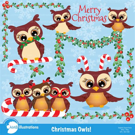 Christmas Owl Clipart AMB-278 | Vector Graphics ~ Creative Market