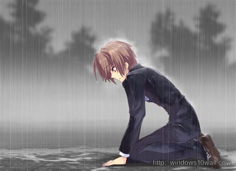 Sad Anime Boy Alone in Rain - windows 10 Wallpapers