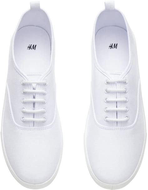 H&M Canvas Sneakers White, $17 | H & M | Lookastic.com