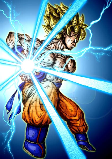 Goku SSJ Kamehameha PS colored by SigmaGFX on DeviantArt