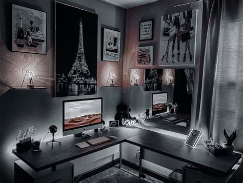 Beautiful interior design with + iMac for productivityKeyboard 🖤 What ...