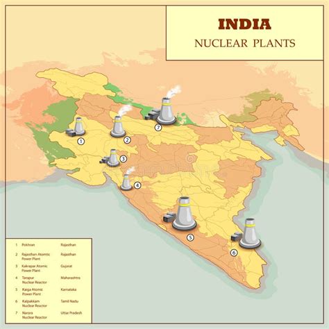 Nuclear Plant Map of India stock vector. Illustration of location - 91454938