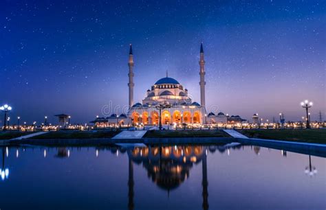 Amazing Night View of Sharjah New Mosque Stock Photo - Image of masjid ...