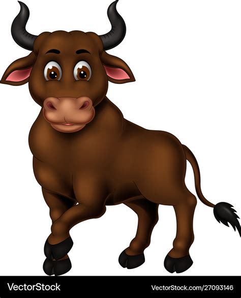 Funny brown buffalo cartoon Royalty Free Vector Image