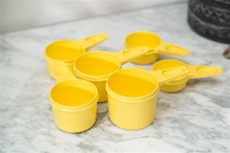 Vintage Yellow Tupperware Measuring Cups - Full Set