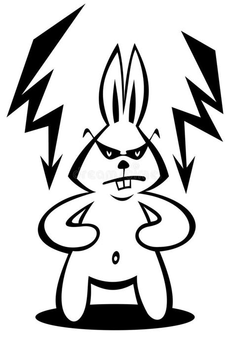 Cartoon angry rabbit stock illustration. Illustration of silhouette ...