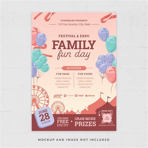 Premium Vector | Pink Balloons Themed Family Fun Day Event Fam Extravaganza Flyer Template in ...