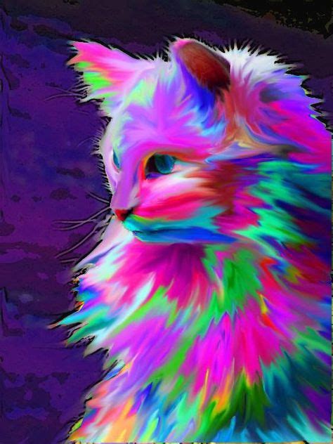 Neon Colorful Cat Art Graphic Design | Colorful Cat Art ♥ ♥ ♥ | Pinterest | Neon, Cat and Rainbows