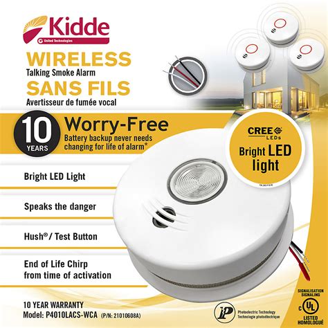 120 V AC Wireless Talking Smoke Alarm with LED Safety Light and 10-Year Sealed Battery Backup