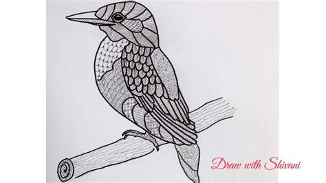 How to draw Kingfisher Bird/ Doodle Art Bird Drawing - YouTube