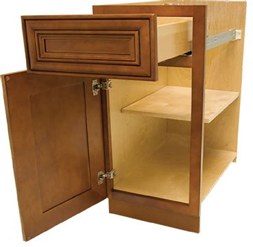 an open cabinet door with shelves and drawers