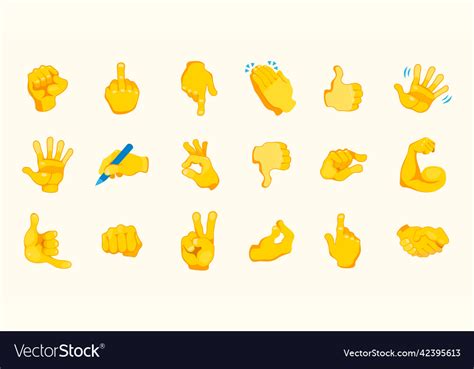 Hand emojis gestures icons set gesture Royalty Free Vector