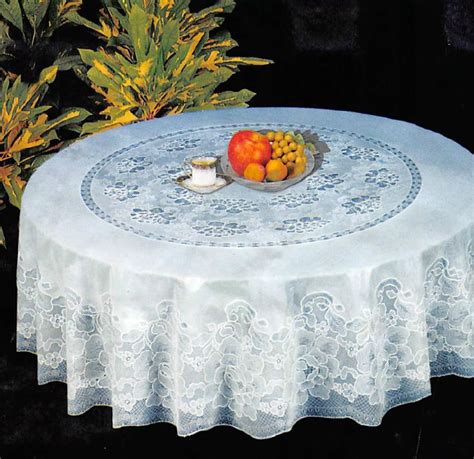 NEW Luxury 60" Round Lace Vinyl Tablecloth White or Cream/Beige | eBay