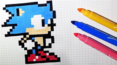 Handmade Pixel Art - How To Draw Kawaii Sonic #pixelart