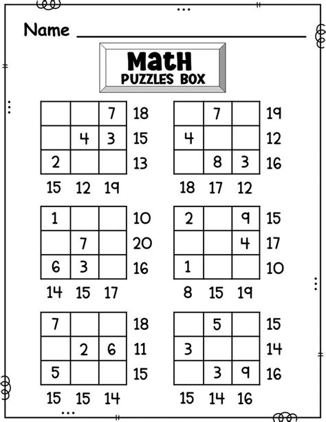 Math Puzzles Box free | Maths puzzles, Fun math worksheets, Easy math ...