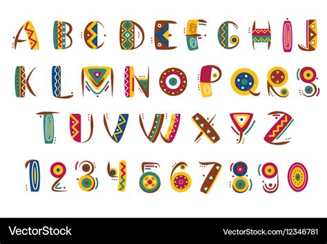 Primitive mexican font tribal indian or african Vector Image