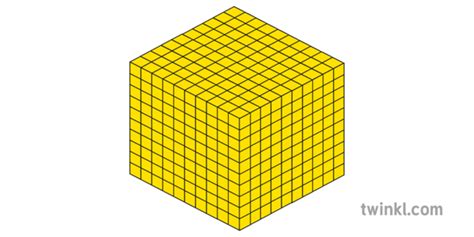 Numeracy Maths Blocks 1000 Dienes Yellow Illustration - Twinkl