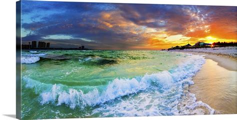 Beautiful Ocean Beach Seascape Panoramic Sunset Wall Art, Canvas Prints, Framed Prints, Wall ...