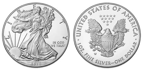 2020 W American Silver Eagle Bullion Coin Proof Type 1 - Reverse of 1986 Coin Value Prices ...