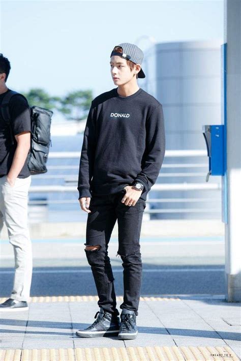 Bts Members' All-Black Airport Fashion | Korean Fashion Amino