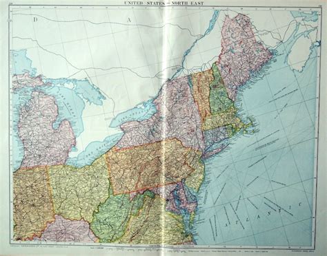 1920 Very Large Map of the United States north East | Etsy