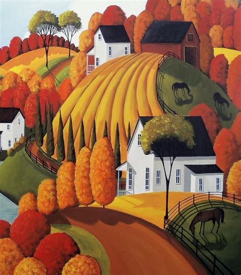 Landscape Painting - Autumn Glory - Country Modern Landscape by Debbie Criswell Whimsical ...