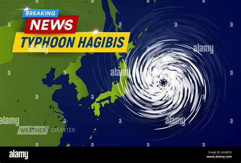 Super typhoon Hagibis, 5 category. Clouds funnel on map near japan ...