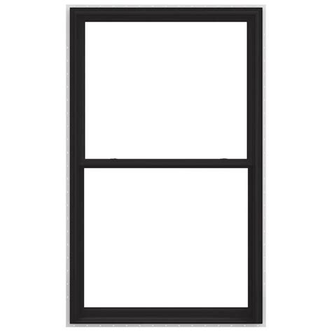 JELD-WEN V-2500 Vinyl New Construction Egress Black Exterior Double Hung Window (Rough Opening ...