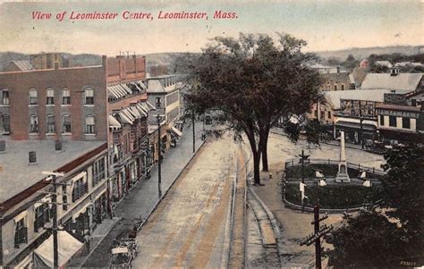 Tinted Postcard View of Leominster Centre in Leominster, Massachusetts ...