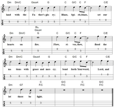 Shine Jesus Shine piano sheet music with chords - Tenor Banjo Tabs