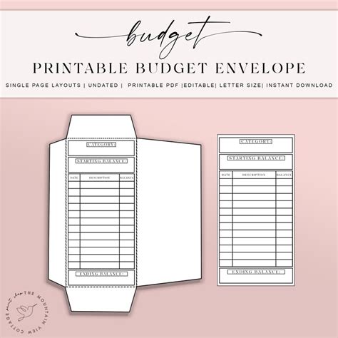 Printable Budget Envelope Template Budget Planner Weekly - Etsy