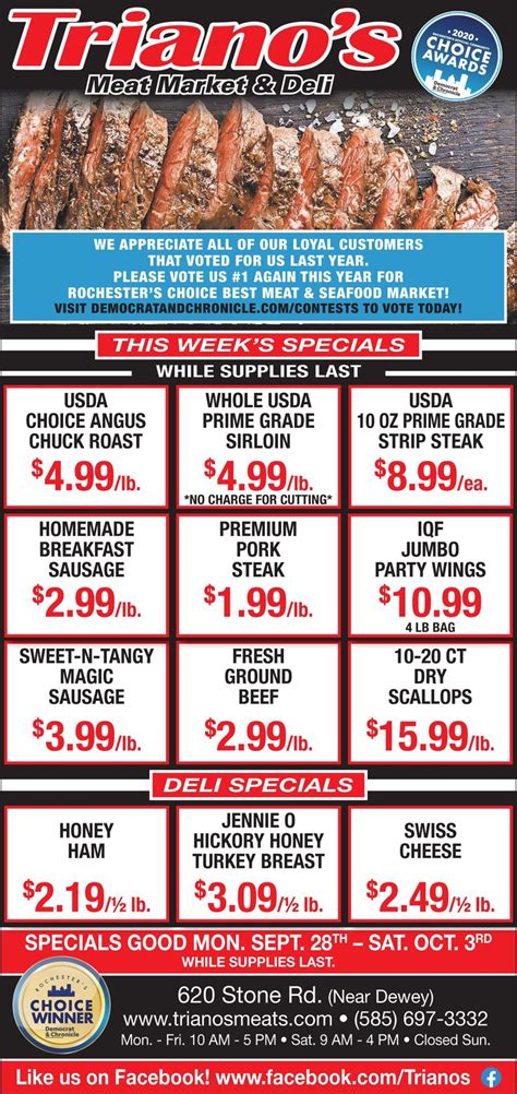 Looking for grocery specials? At Triano’s Meat Market & Deli in Rochester, NY, we offer ...