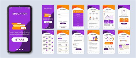 Purple and orange education UI mobile app smartphone interface 1408357 Vector Art at Vecteezy