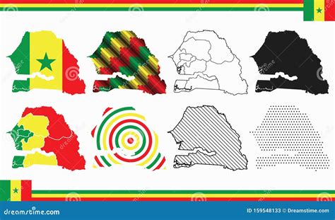 Senegal Map Vector Set stock vector. Illustration of black - 159548133