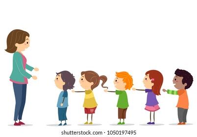 Kids Arms Standing Line Front Teacher 库存矢量图（免版税）1197356005 | Shutterstock