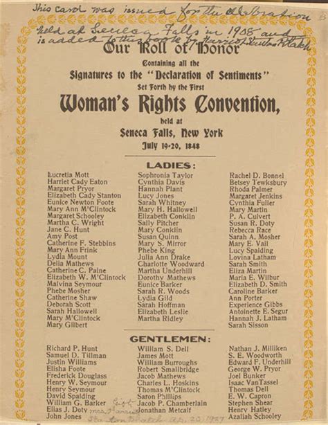 Seneca Falls Convention – Declaration of Sentiments | Genius