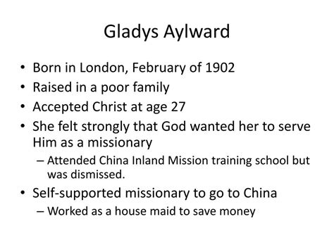 PPT - Gladys Aylward PowerPoint Presentation, free download - ID:1992737