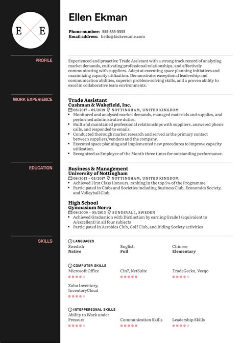 Skilled Trade Resume