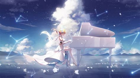 Lumine Playing Piano In The Sky Genshin Impact Live Wallpaper - MoeWalls