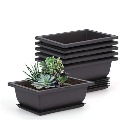 10 Packs Bonsai Training Pots with Tray Plastic Bonsai Plants Gg Pot ...