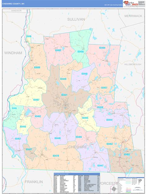 Cheshire County, NH Wall Map Color Cast Style by MarketMAPS - MapSales